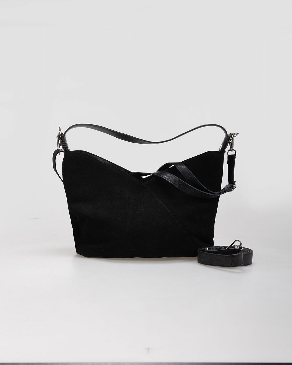 Leather and suede shoulder bag