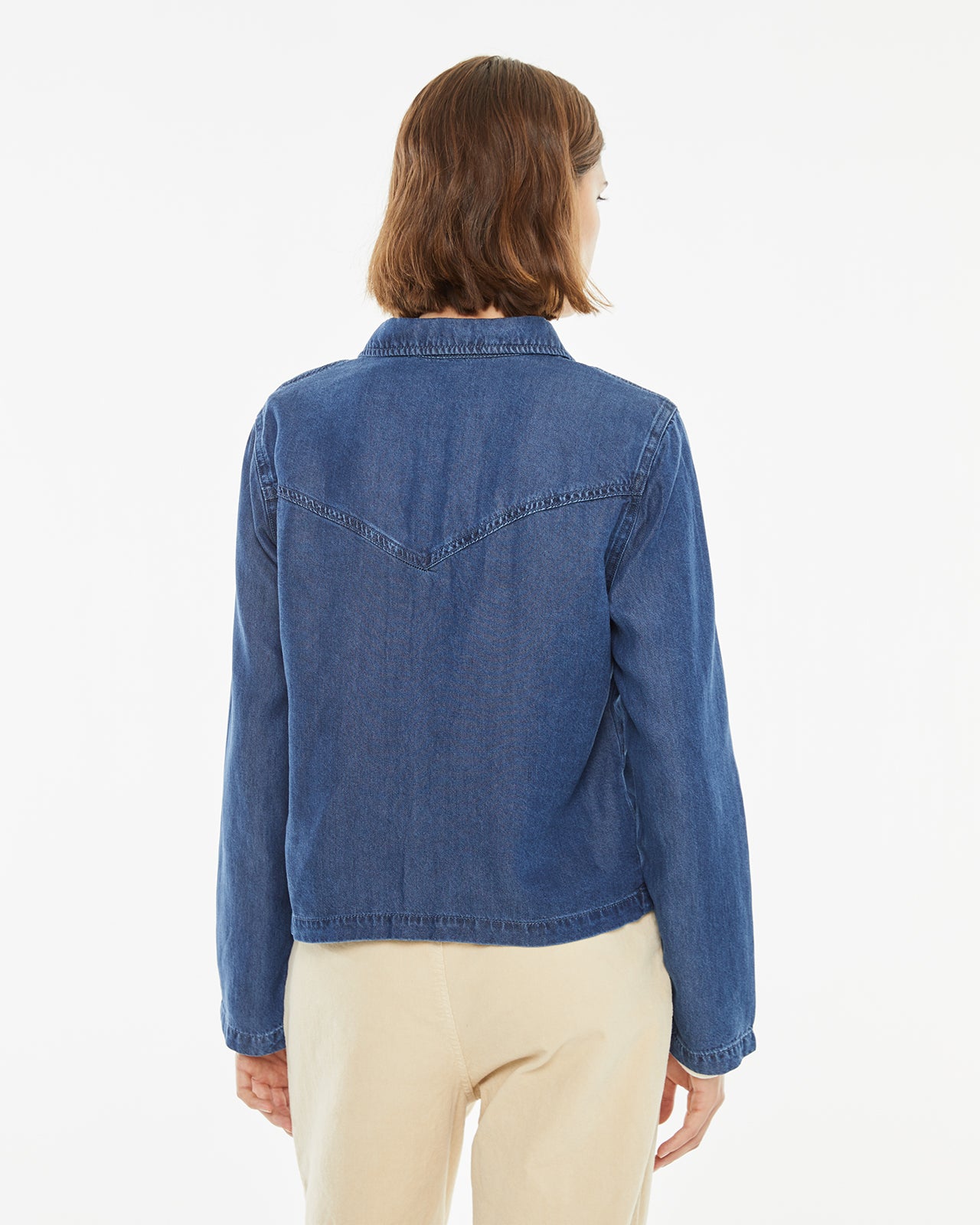 Worn denim effect shirt