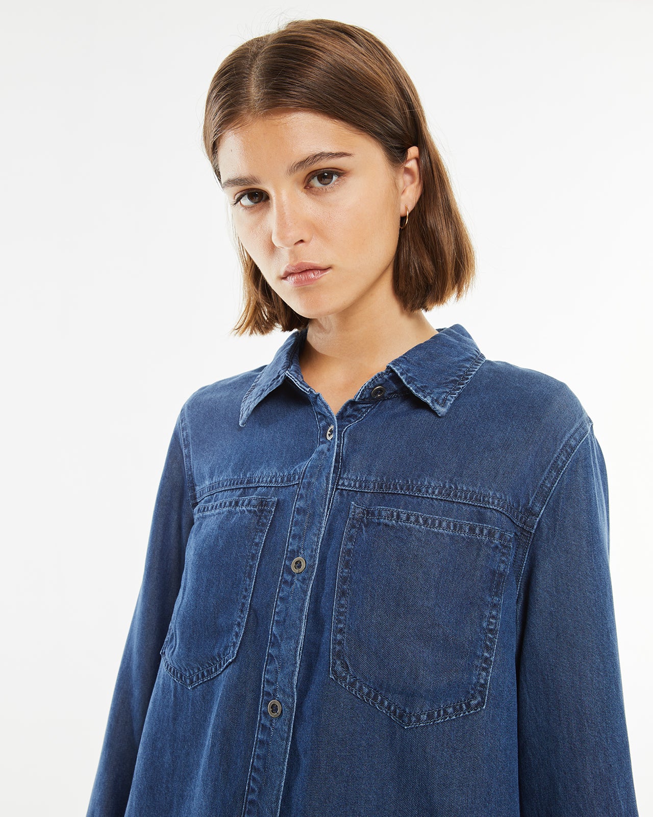 Worn denim effect shirt