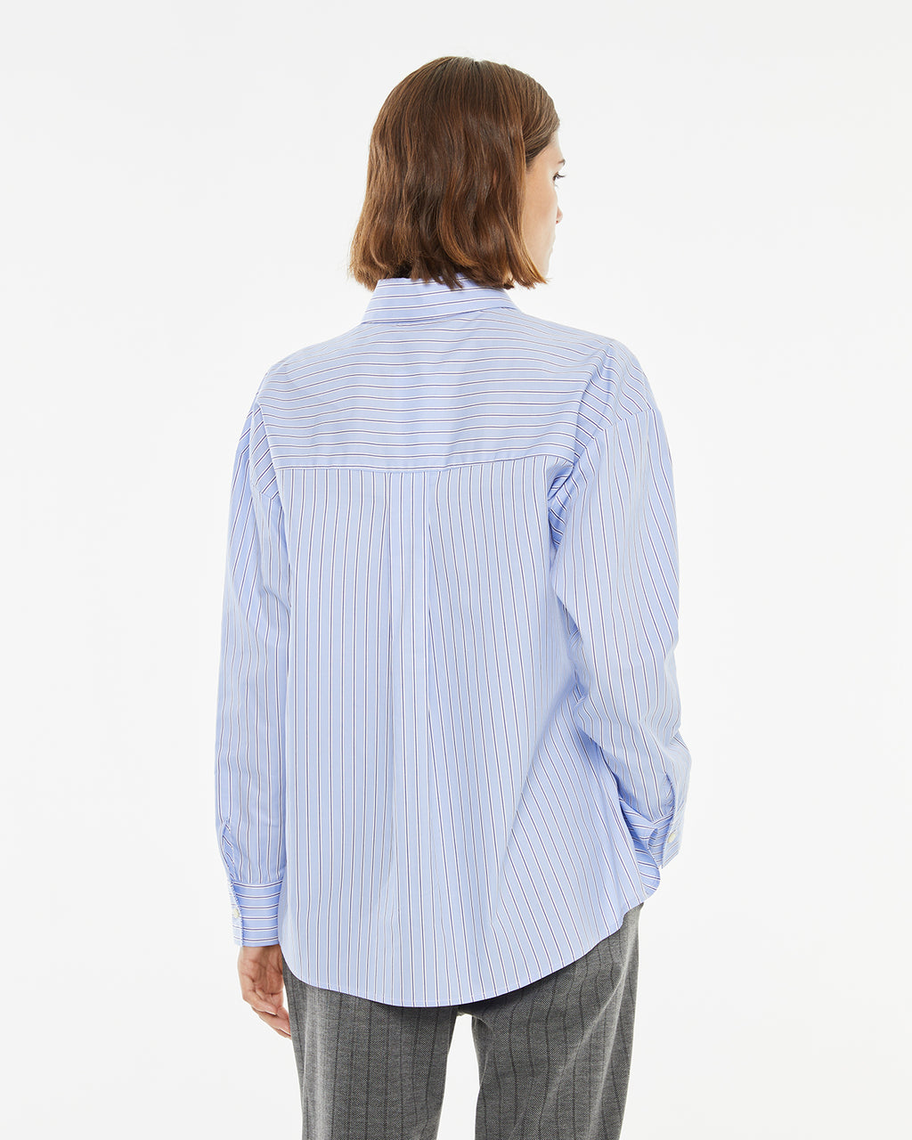 Blue striped shirt with front pocket