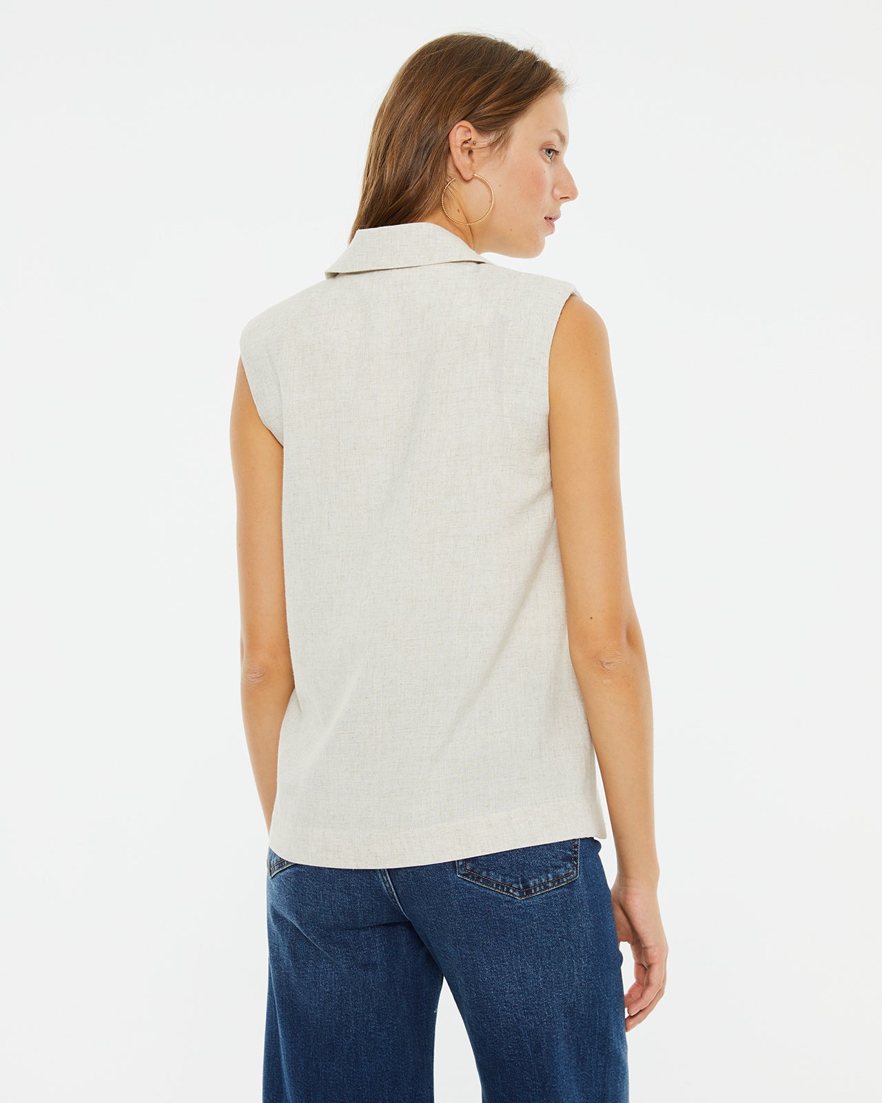 Long linen effect vest