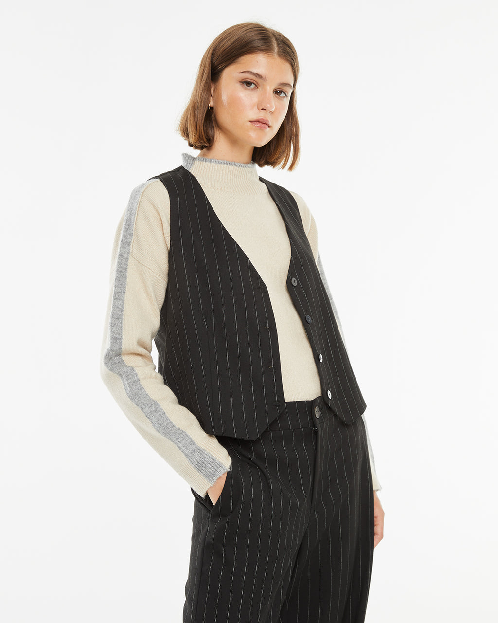 Women's pinstripe lined vest