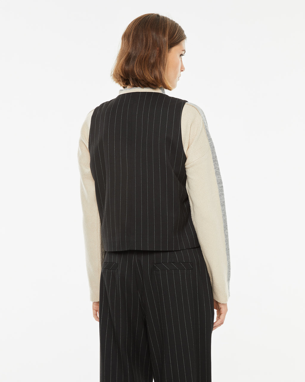 Women's pinstripe lined vest