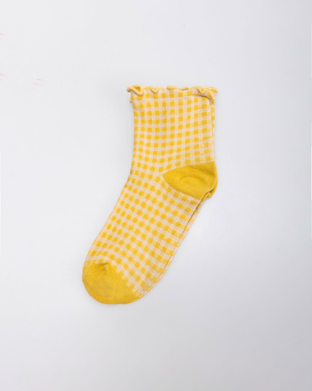 Checkered sock with ruffle finish