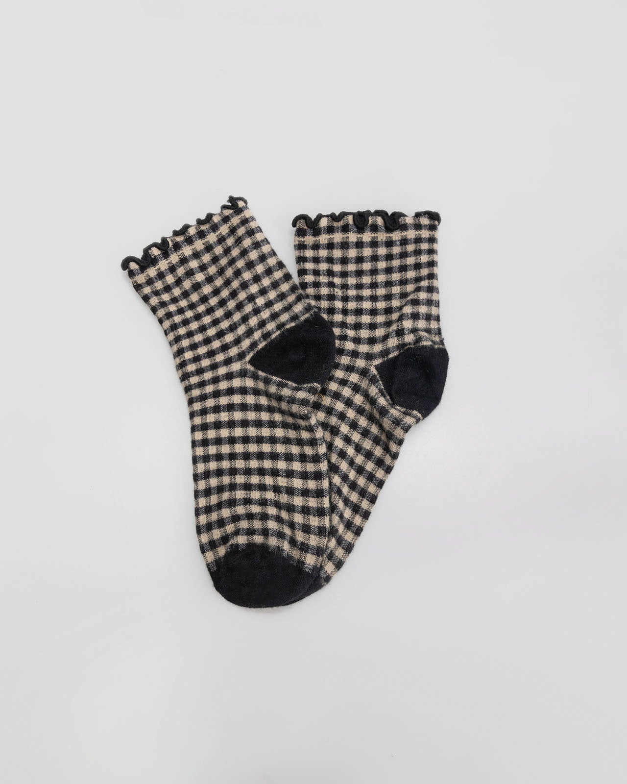 Checkered sock with ruffle finish