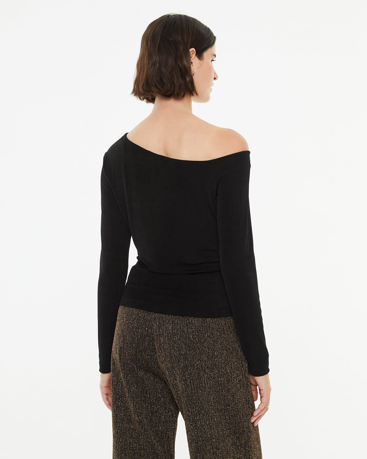 Asymmetrical T-shirt with cut-out neckline detail