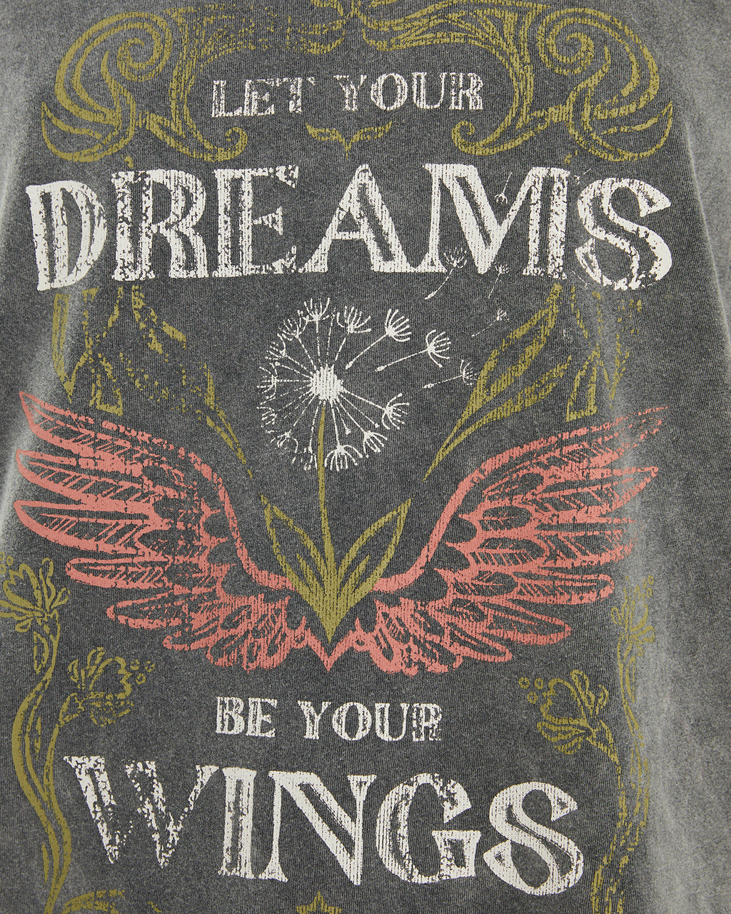 Oversized short-sleeved t-shirt with wings print