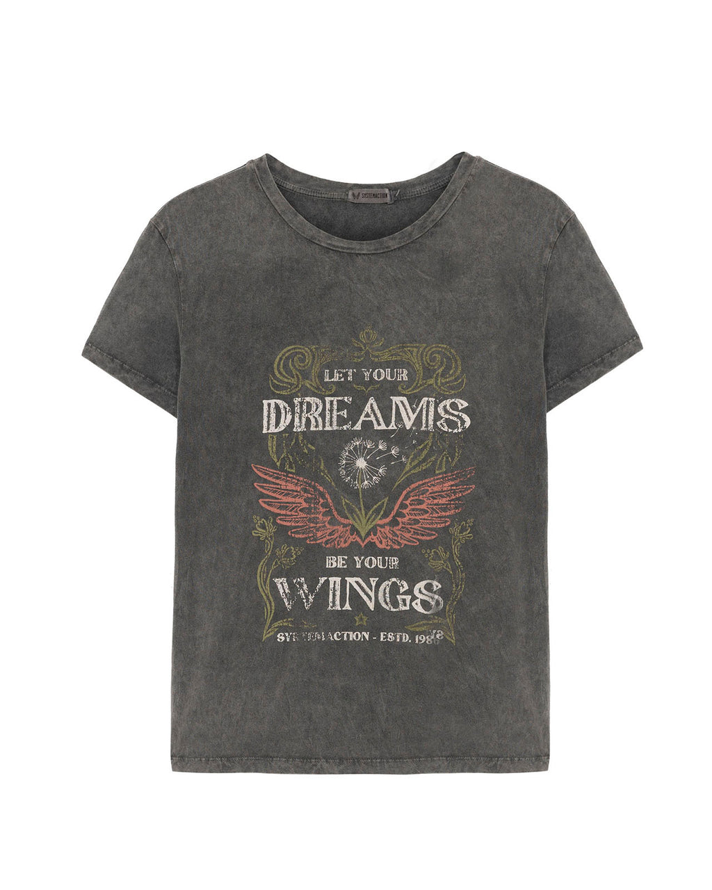 Oversized short-sleeved t-shirt with wings print