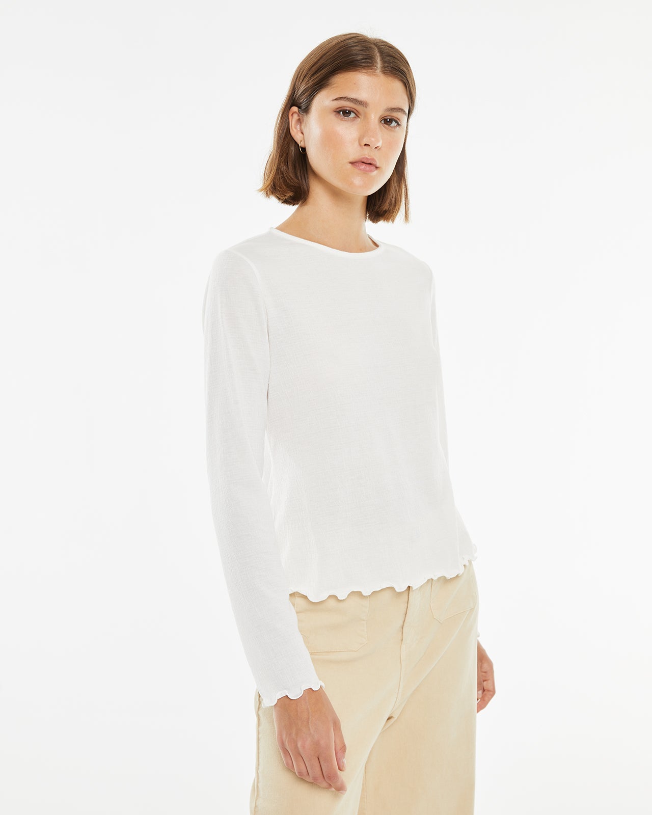 Long sleeve t-shirt with Perkins collar