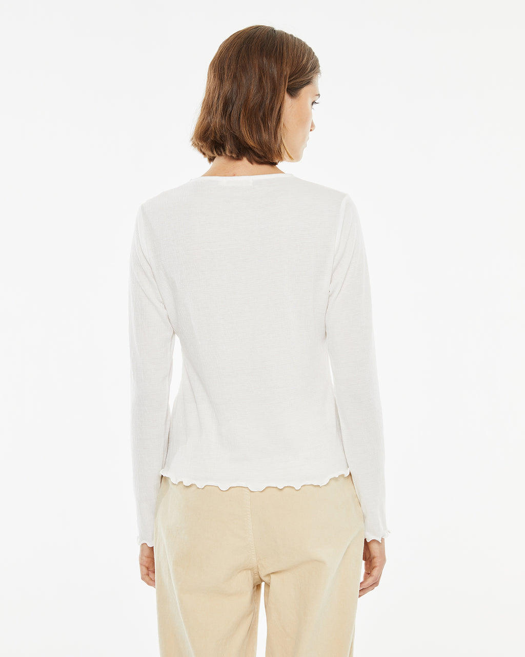 Long sleeve t-shirt with Perkins collar