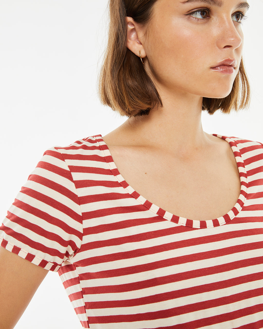 Raw and red striped short sleeve t-shirt