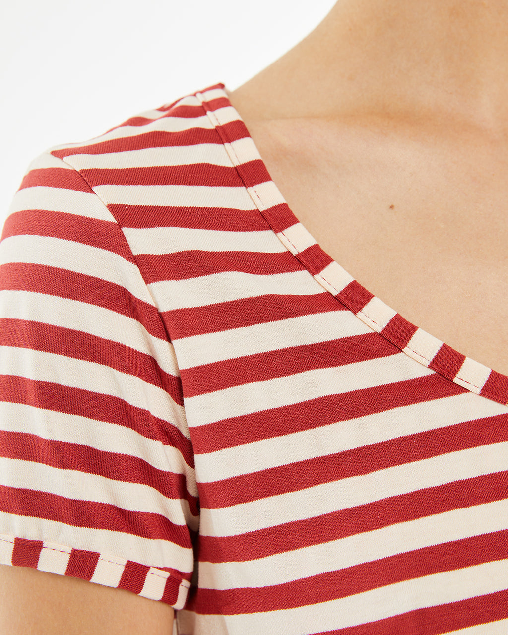 Raw and red striped short sleeve t-shirt