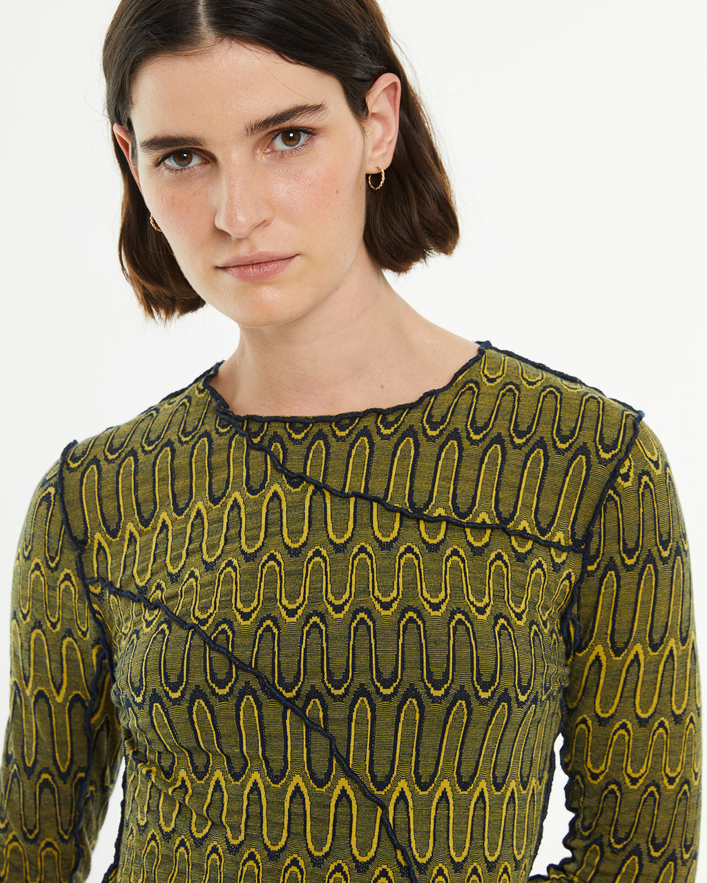 Psychedelic jacquard long sleeve t-shirt