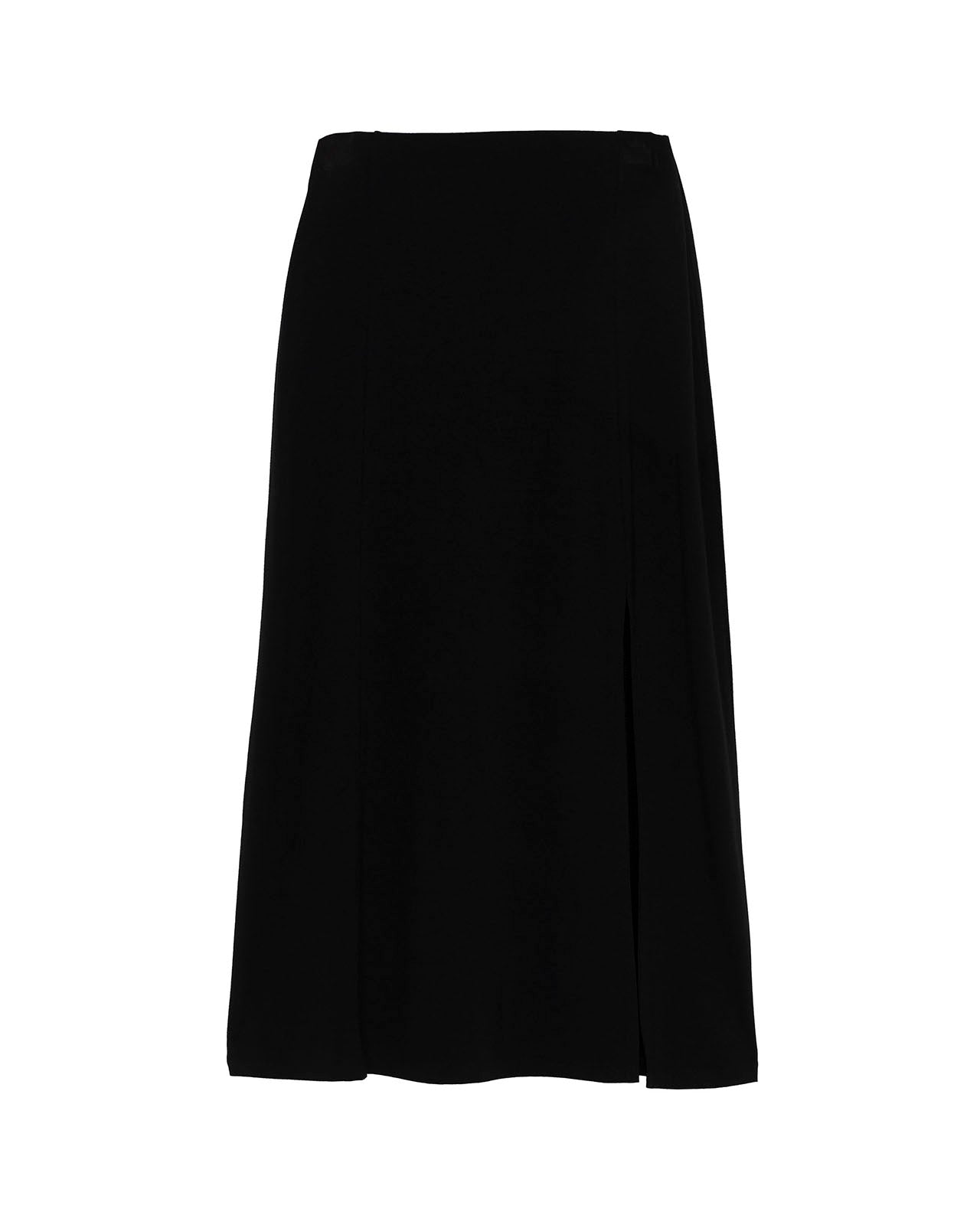 Midi skirt with slit and flared hem