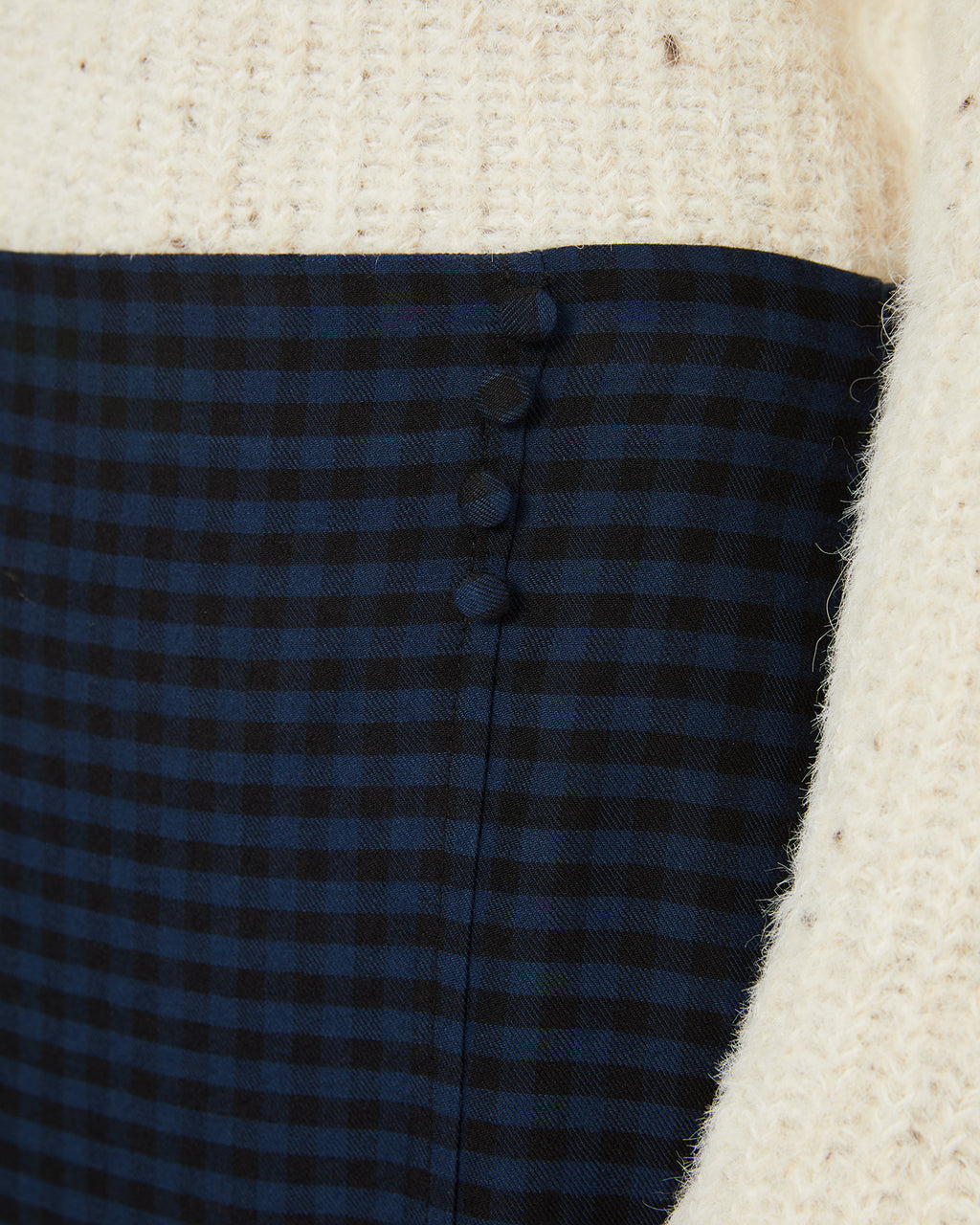 Checkered midi skirt with side seam detail and buttons