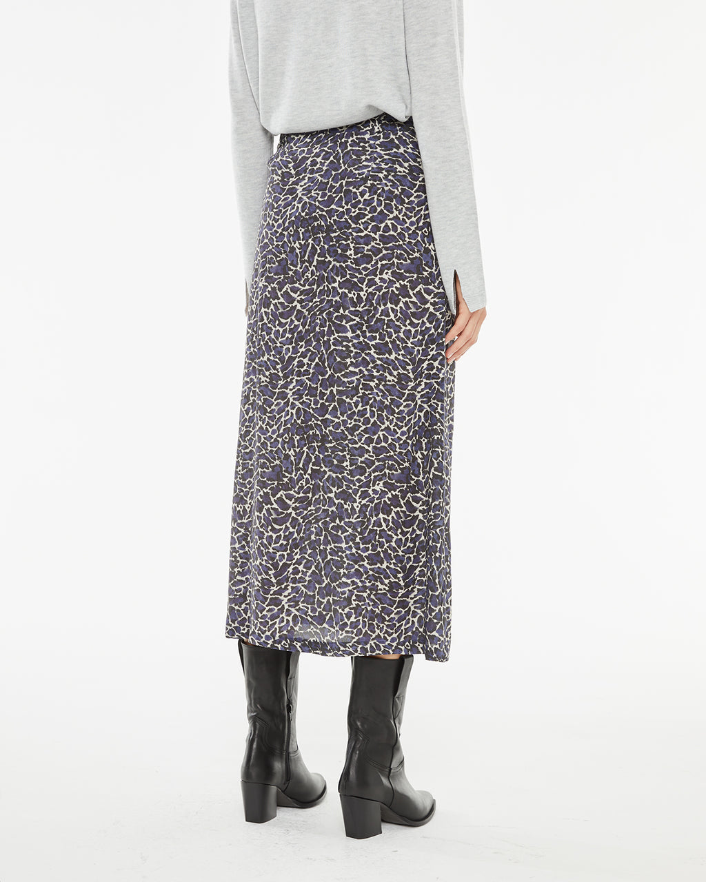 Printed midi skirt with invisible zipper