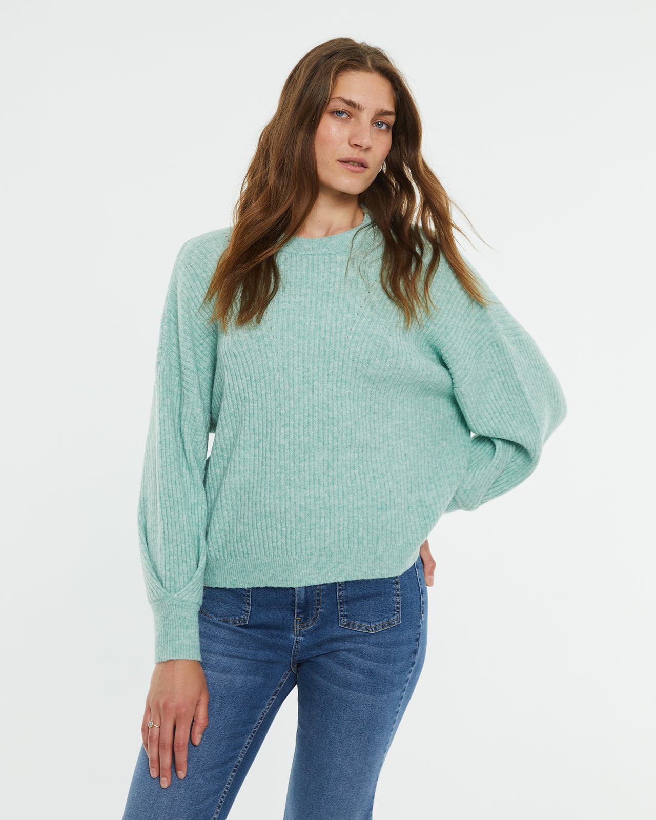 Oversized long-sleeved puffed jersey