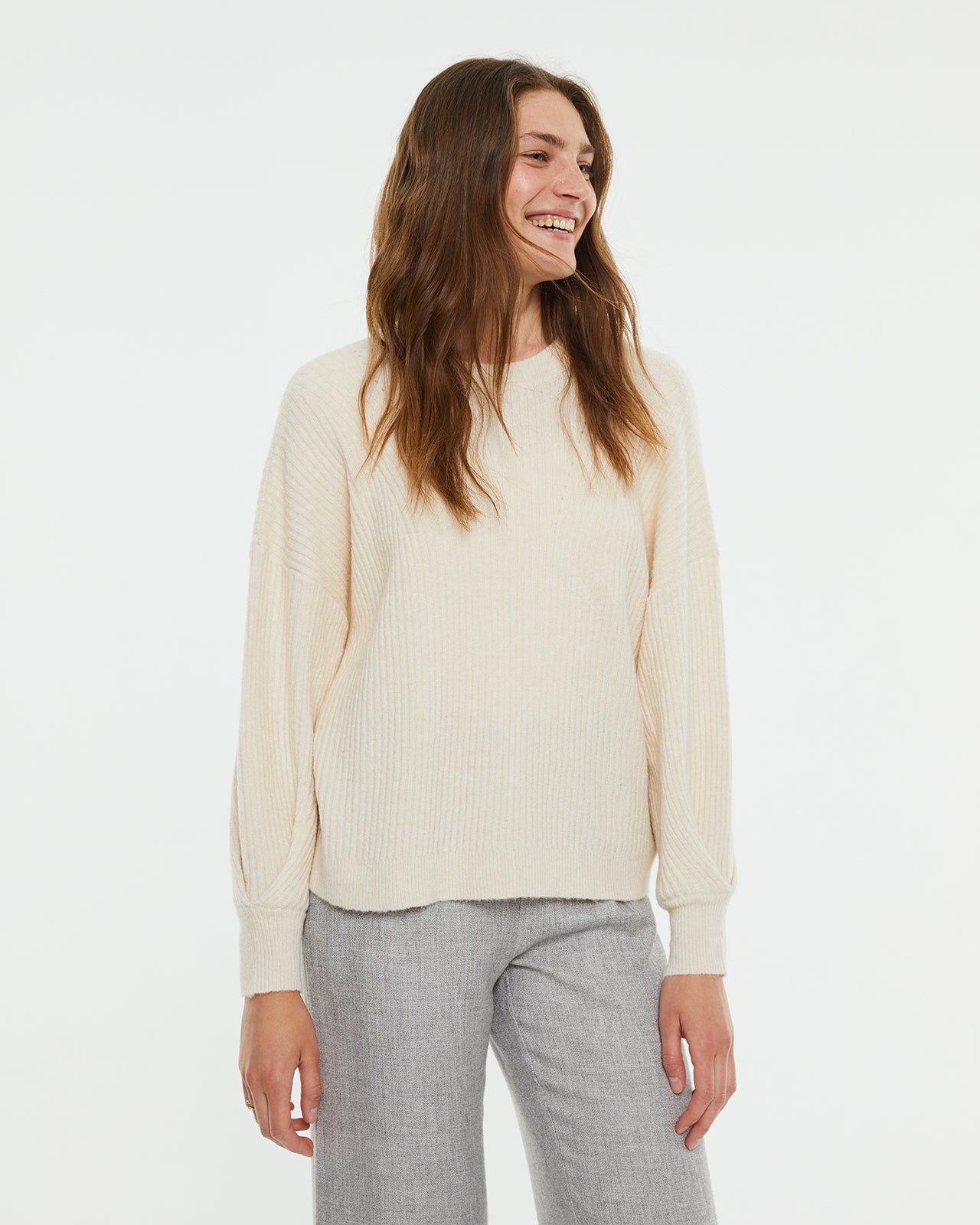 Oversized long-sleeved puffed jersey