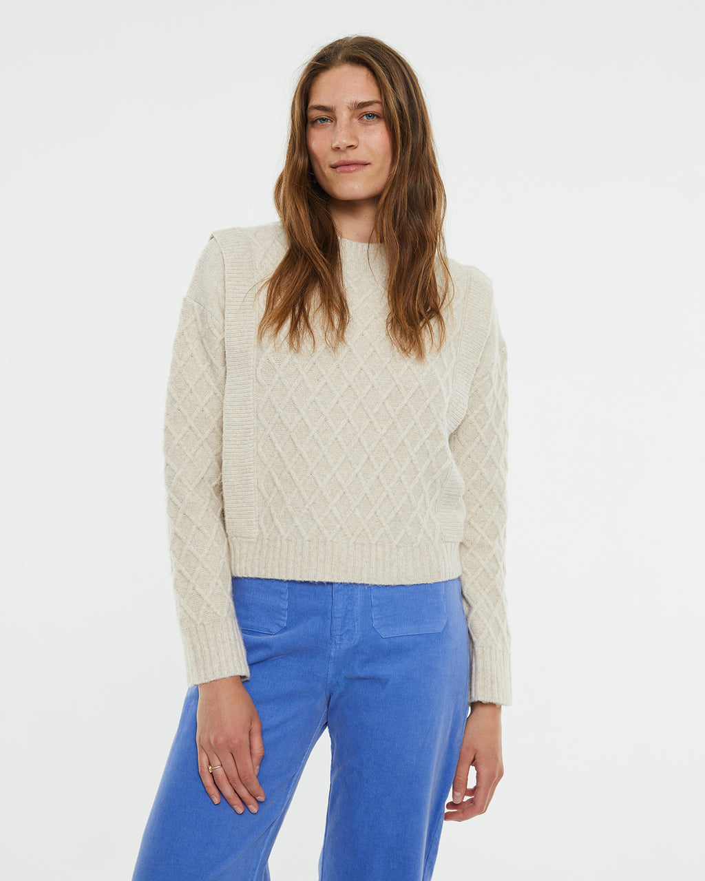 Crop sweater with spiders and shoulder detail