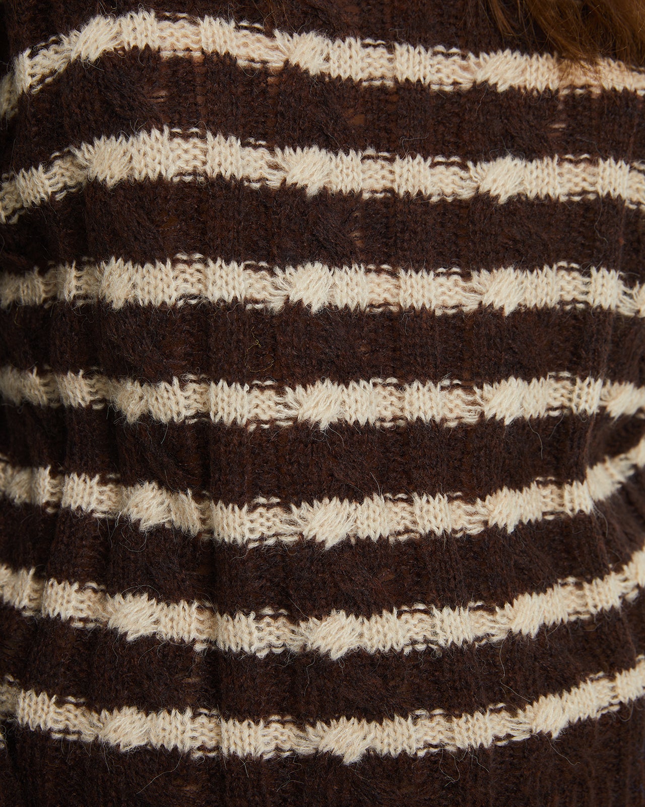 Wool sweater with arans and stripes