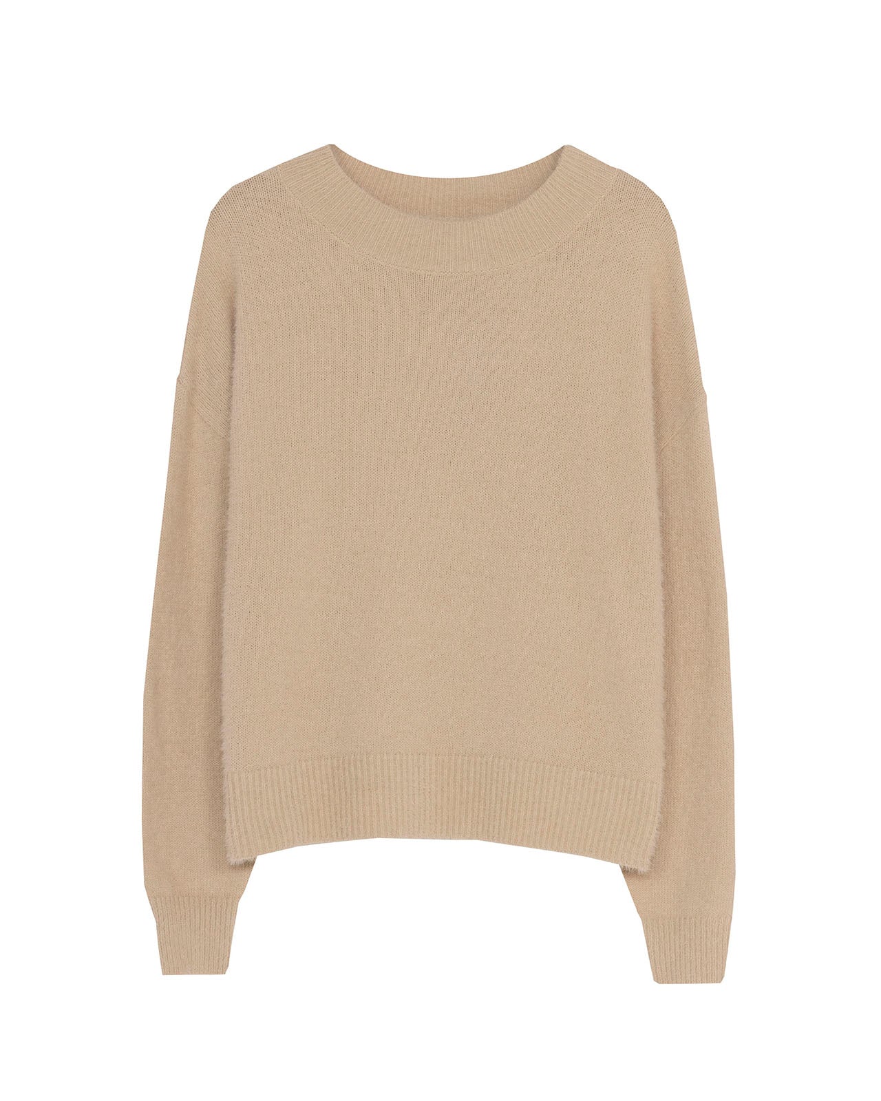 Round neck furry effect jersey