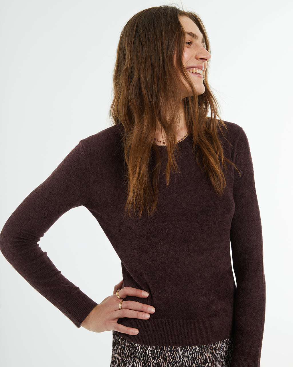 Basic velour round neck jersey