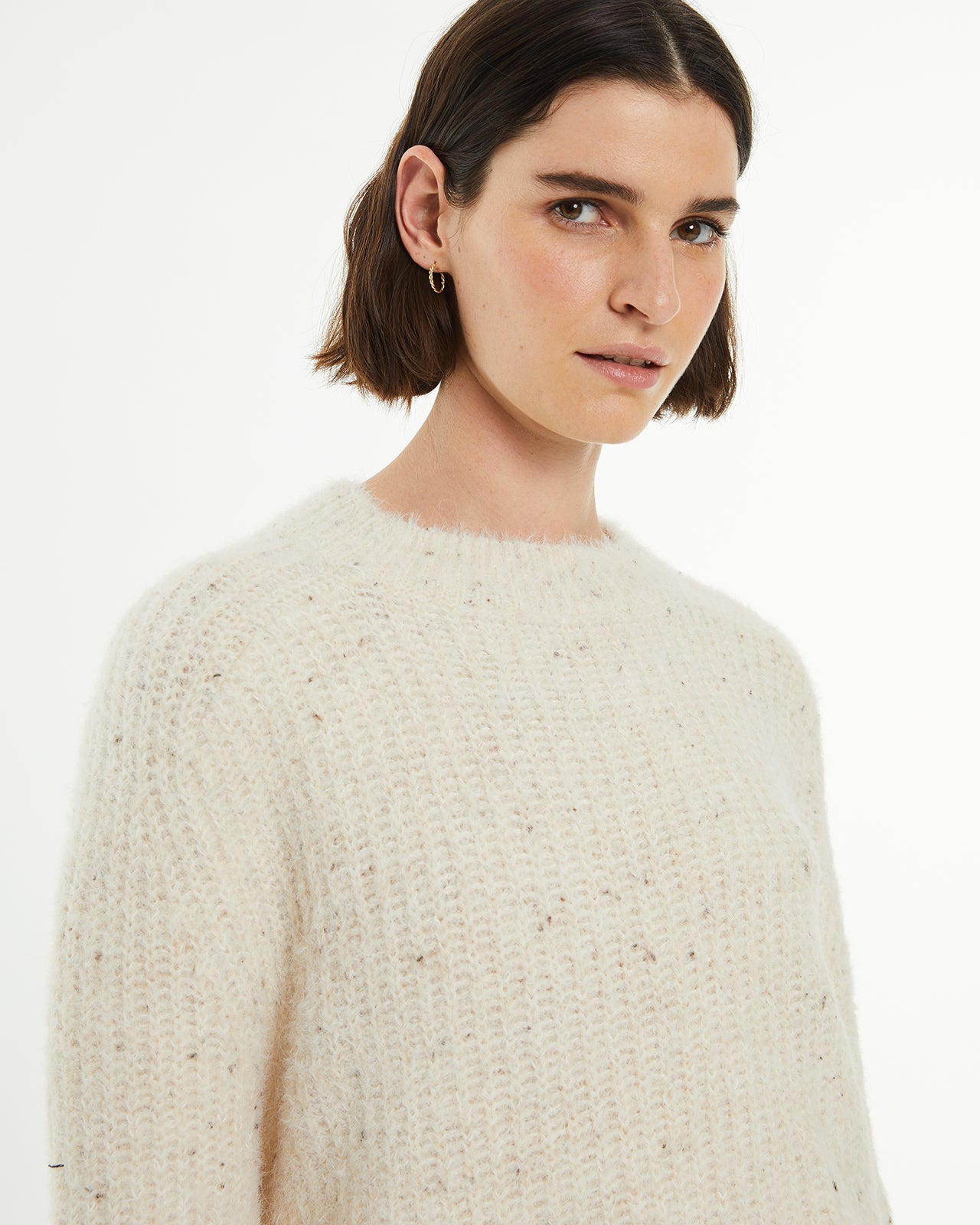 Thick tweed Perkins collar sweater