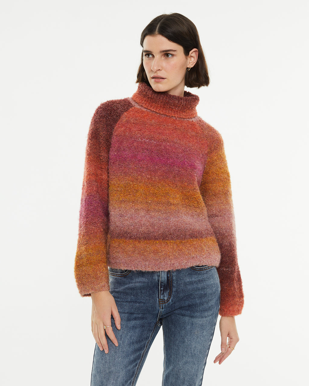 Chunky tie dye turtleneck sweater