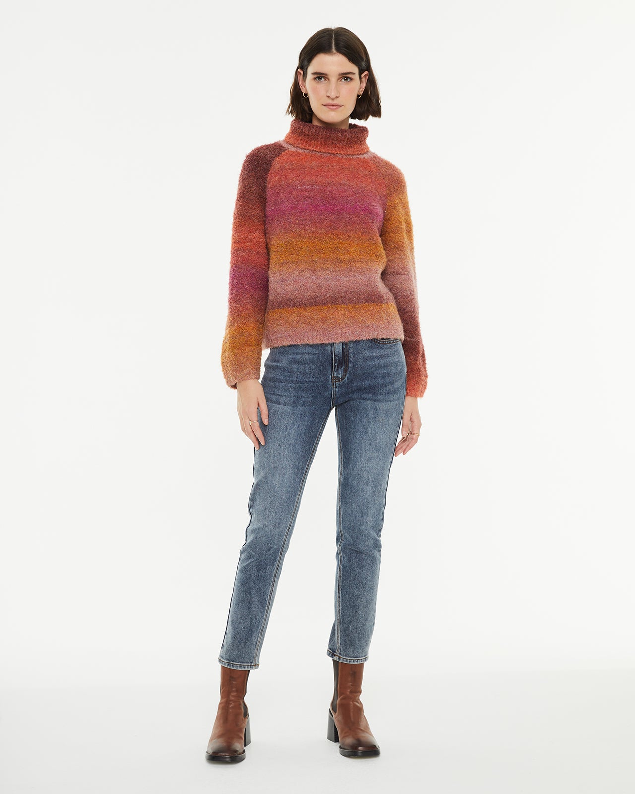 Chunky tie dye turtleneck sweater