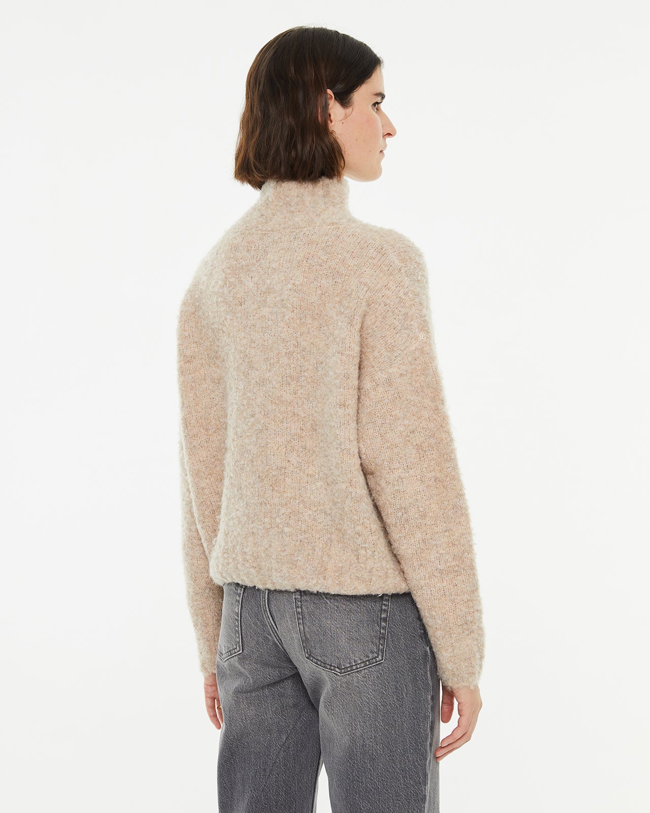 Oversize bouclé turtleneck sweater