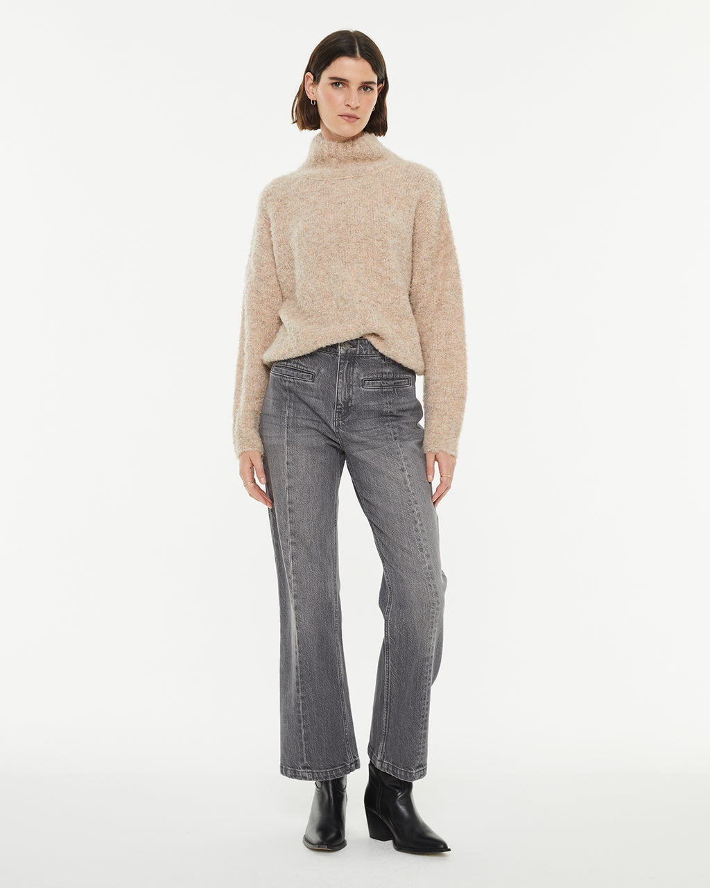 Oversize bouclé turtleneck sweater