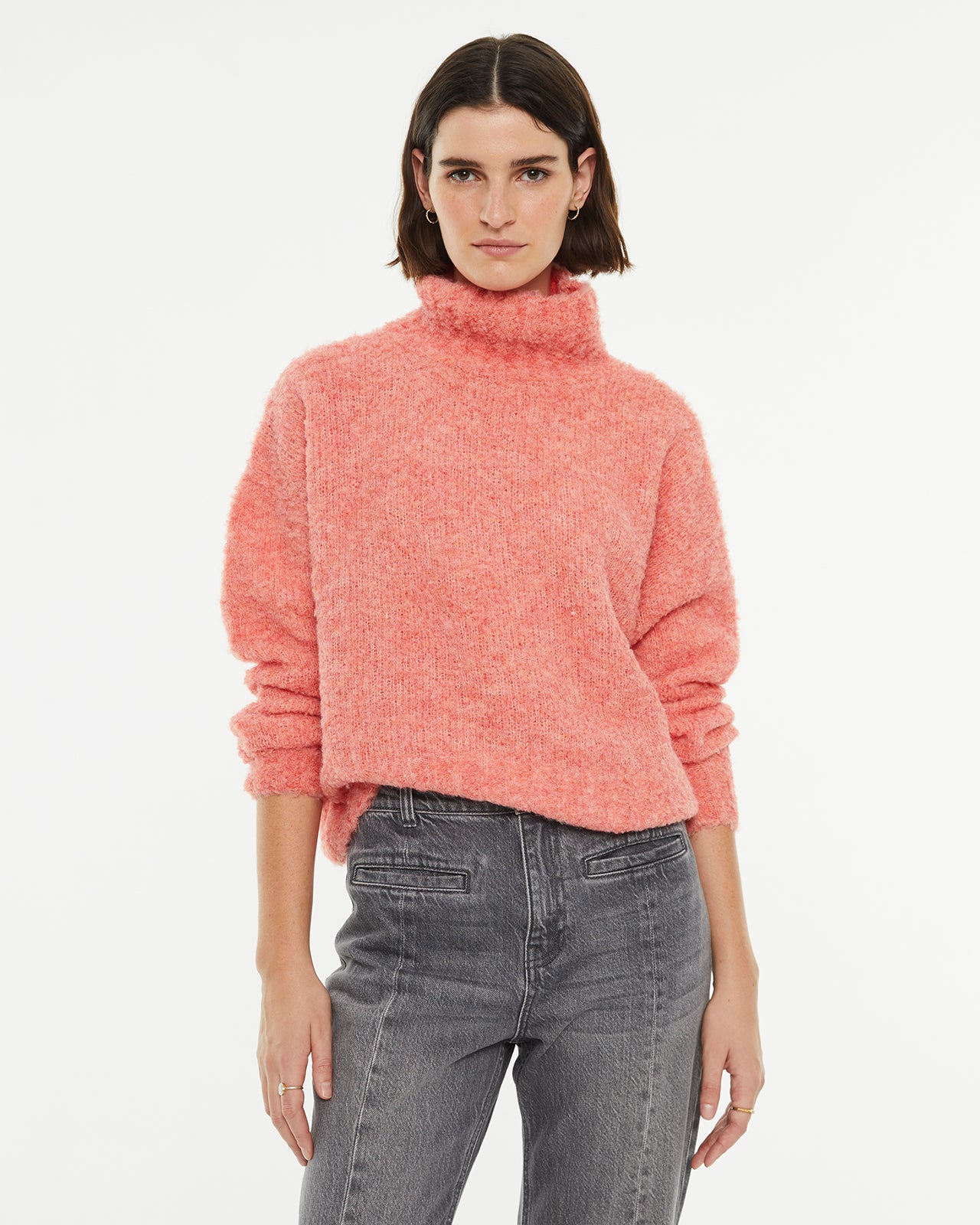 Oversize bouclé turtleneck sweater