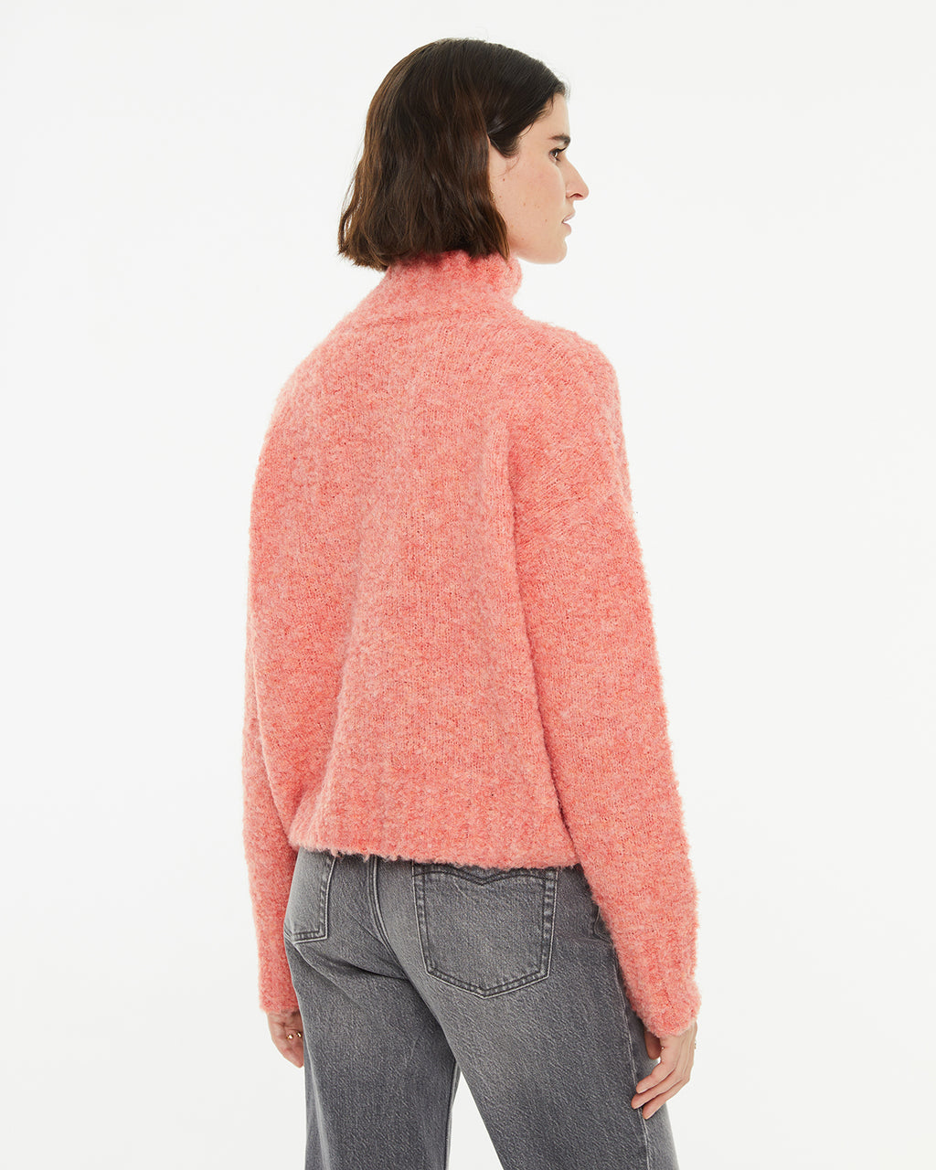 Oversize bouclé turtleneck sweater