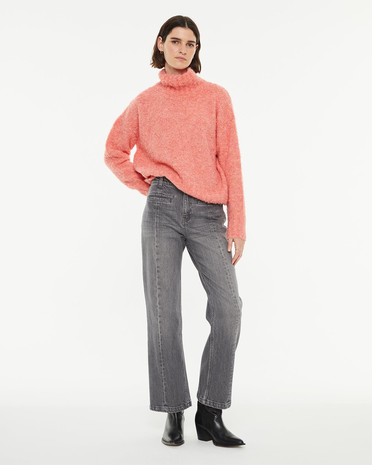 Oversize bouclé turtleneck sweater