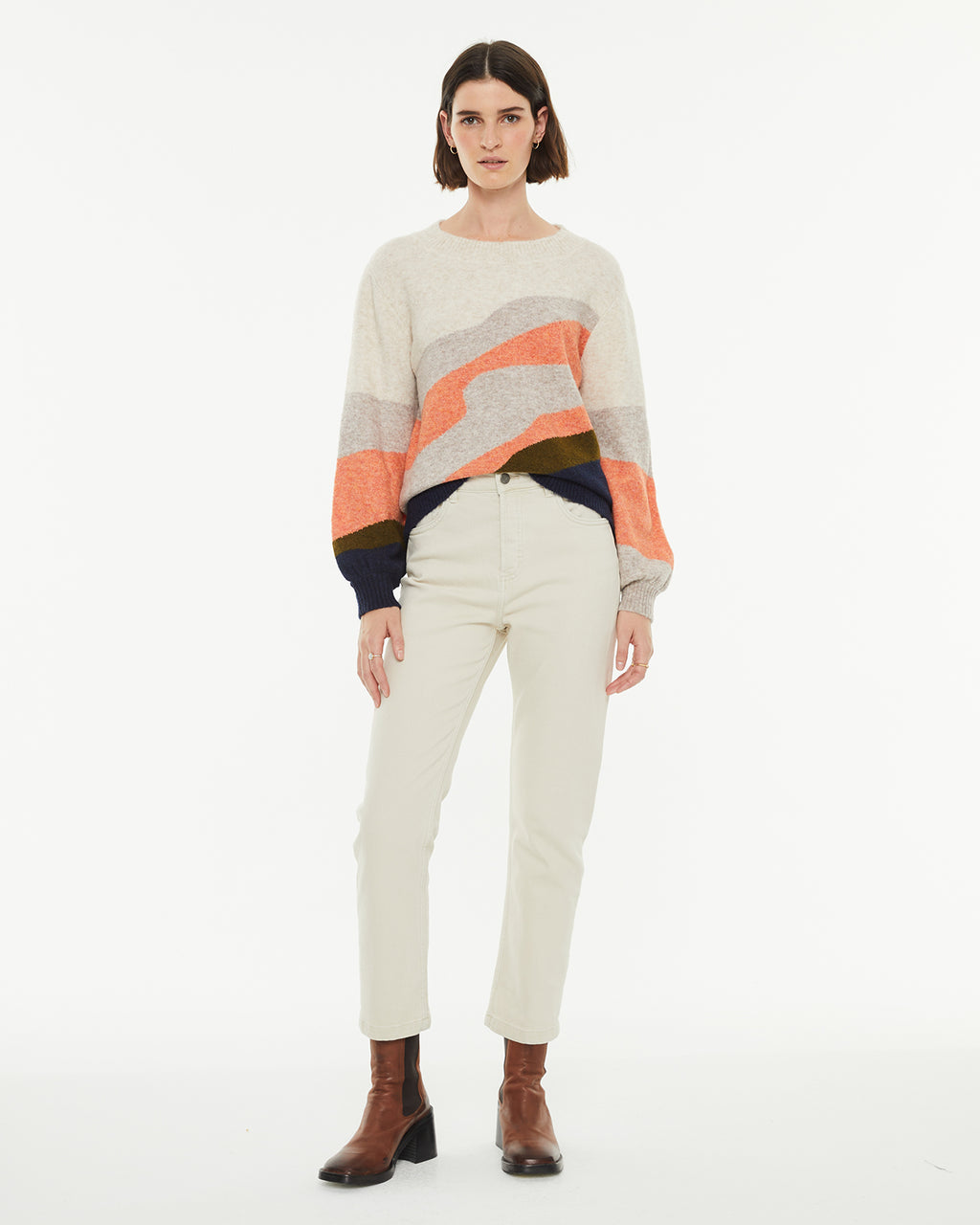 Landscape jacquard crew neck jersey