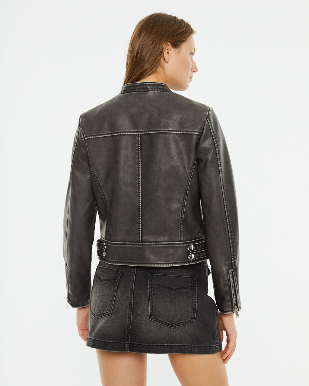 Leather effect jacket with zipper