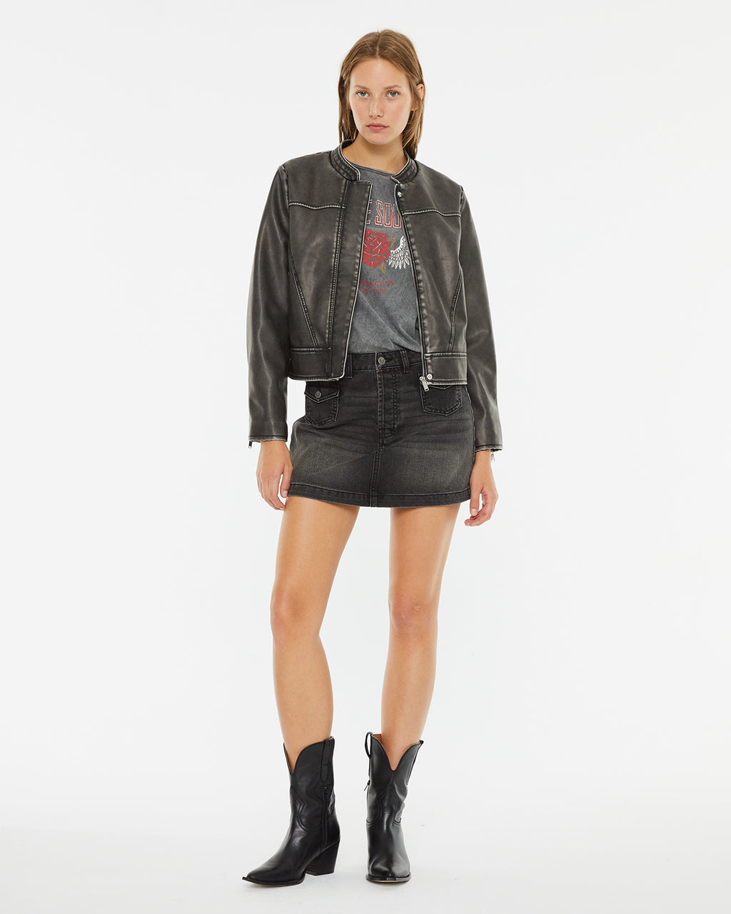 Leather effect jacket with zipper