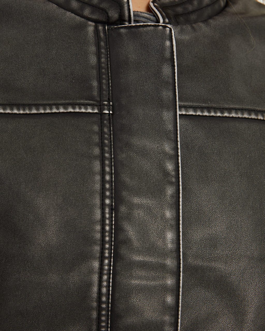 Leather effect jacket with zipper