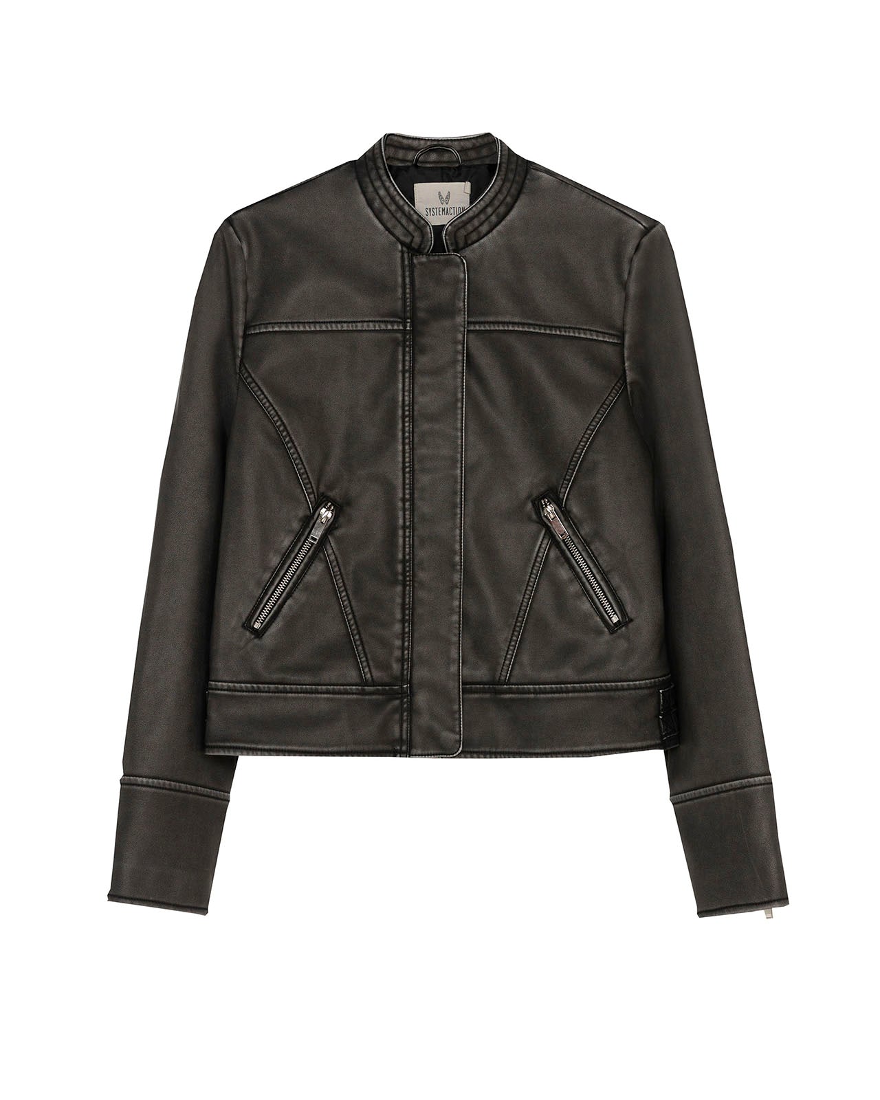 Leather effect jacket with zipper