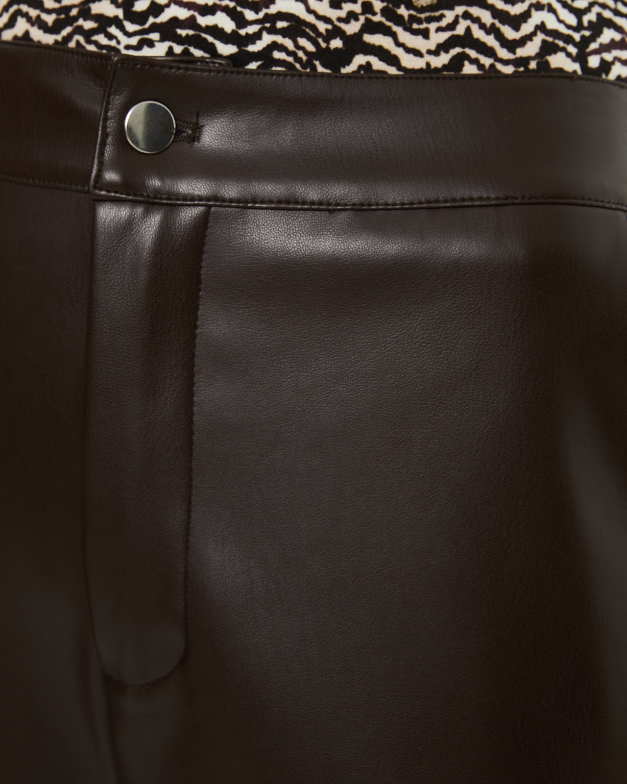 Brown straight leather effect trousers