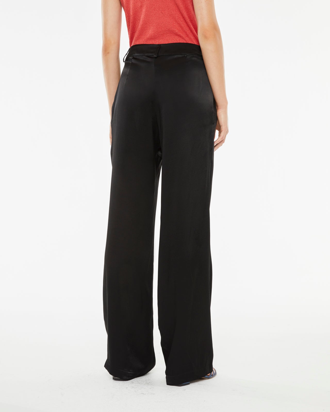 Long viscose trousers with front dart detail