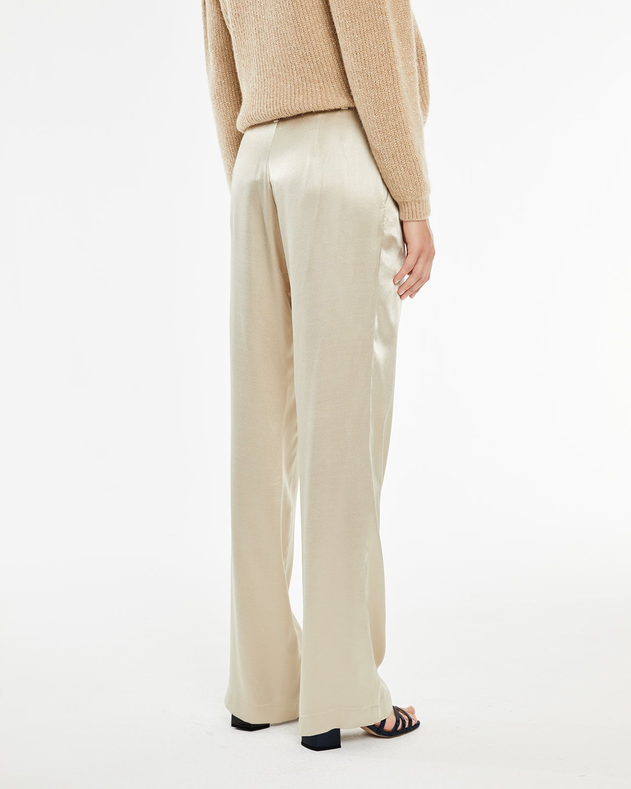 Long viscose trousers with front dart detail