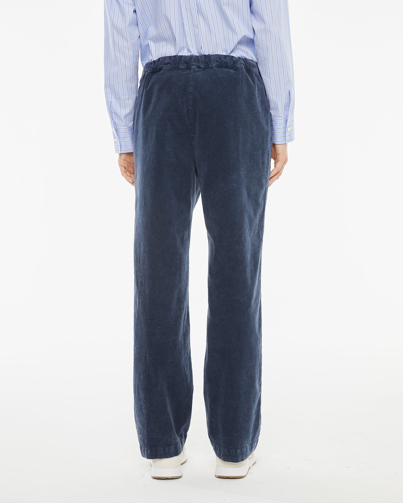 Washed denim effect corduroy trousers