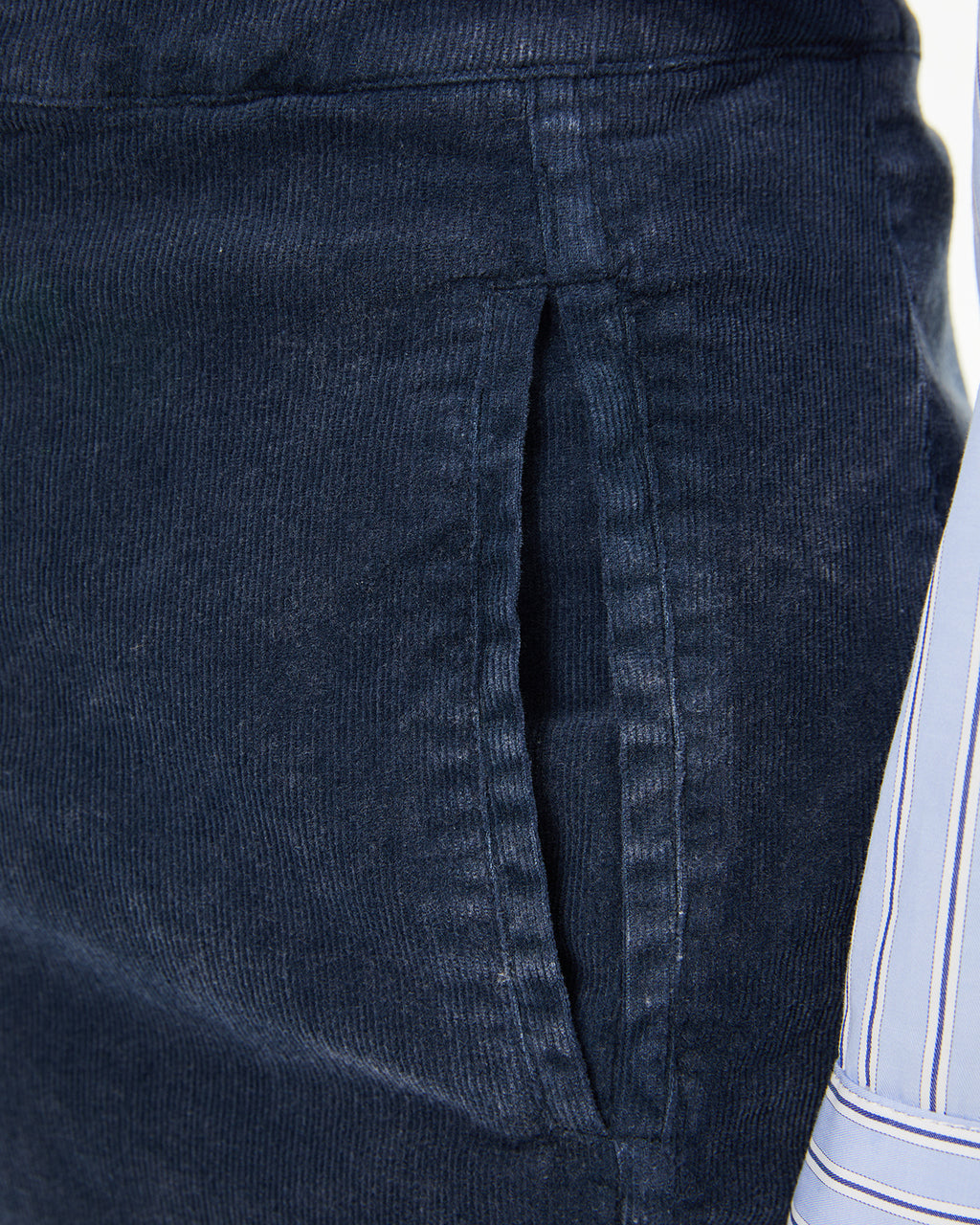 Washed denim effect corduroy trousers