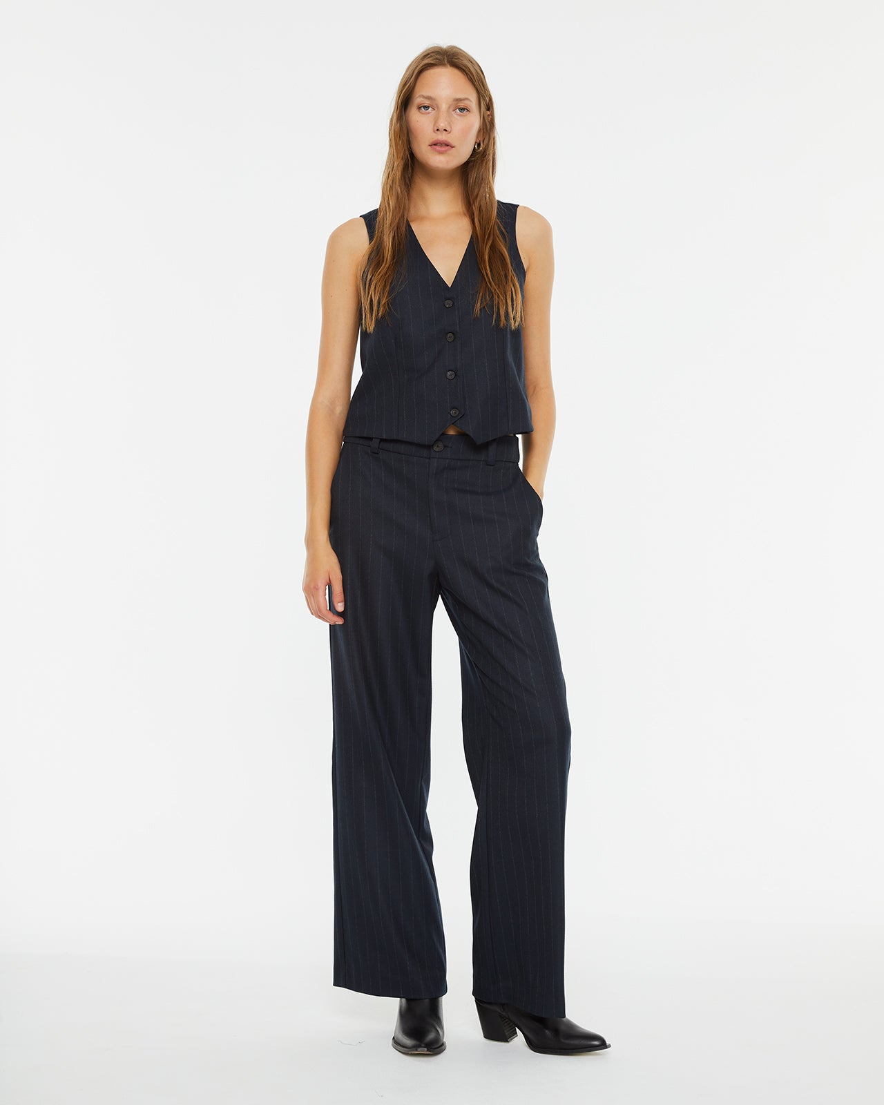 Long pinstripe trousers