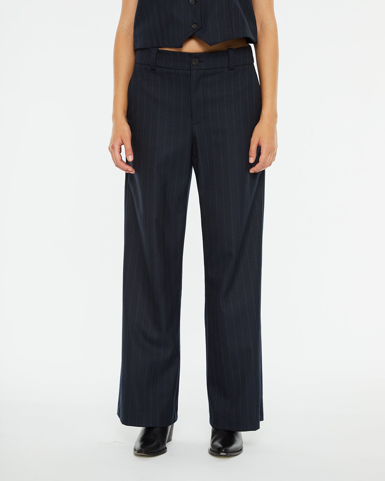 Long pinstripe trousers