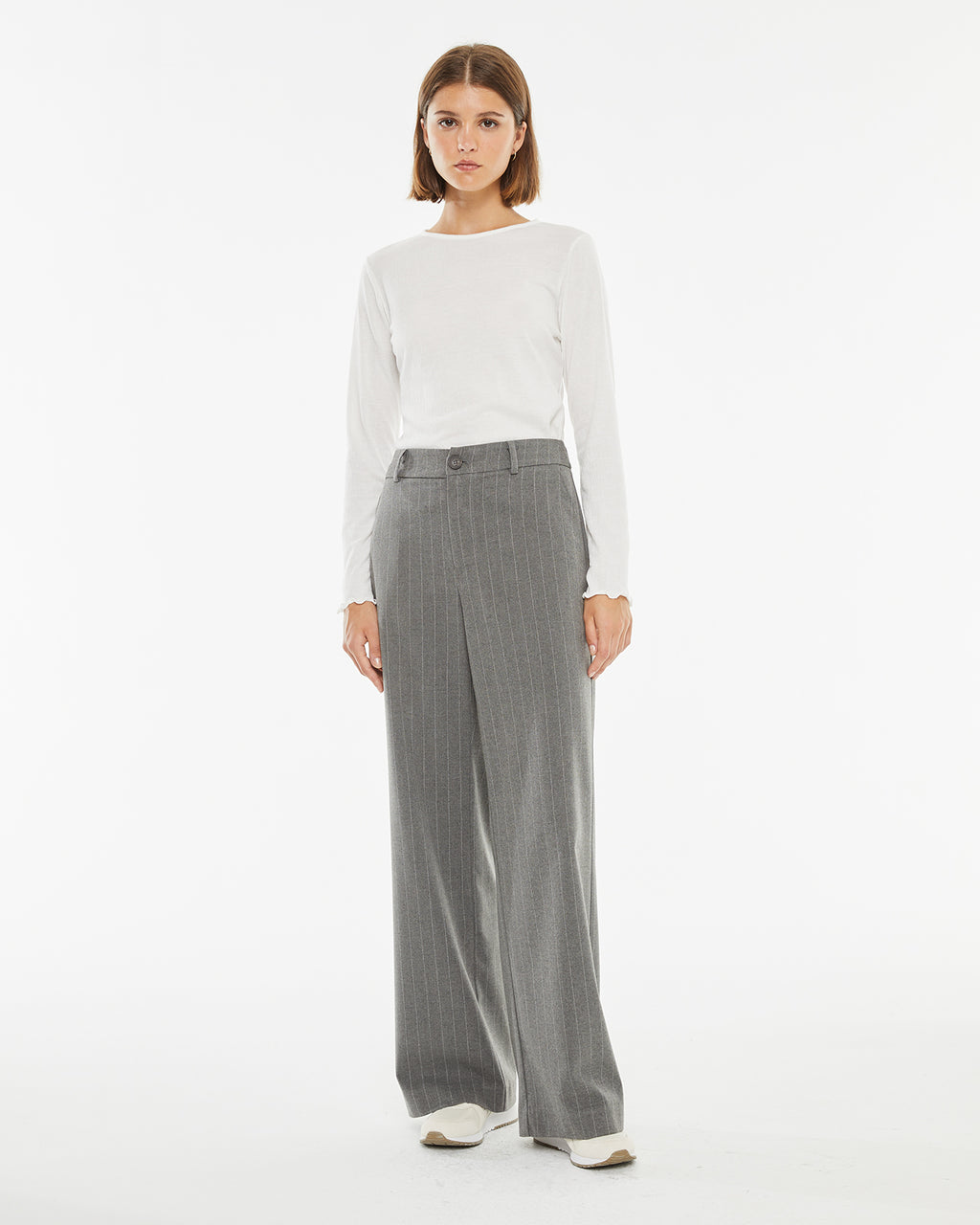 Grey pinstripe trousers