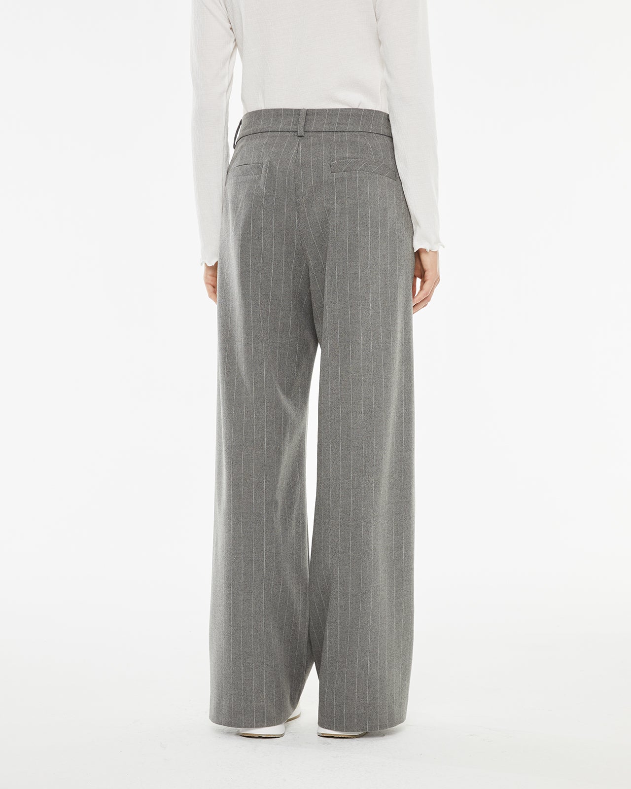 Grey pinstripe trousers