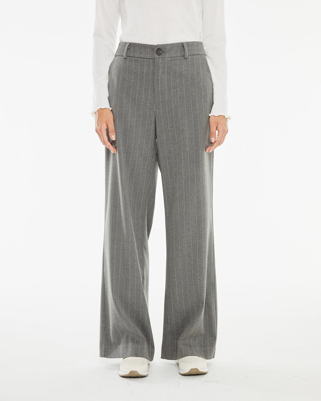 Grey pinstripe trousers