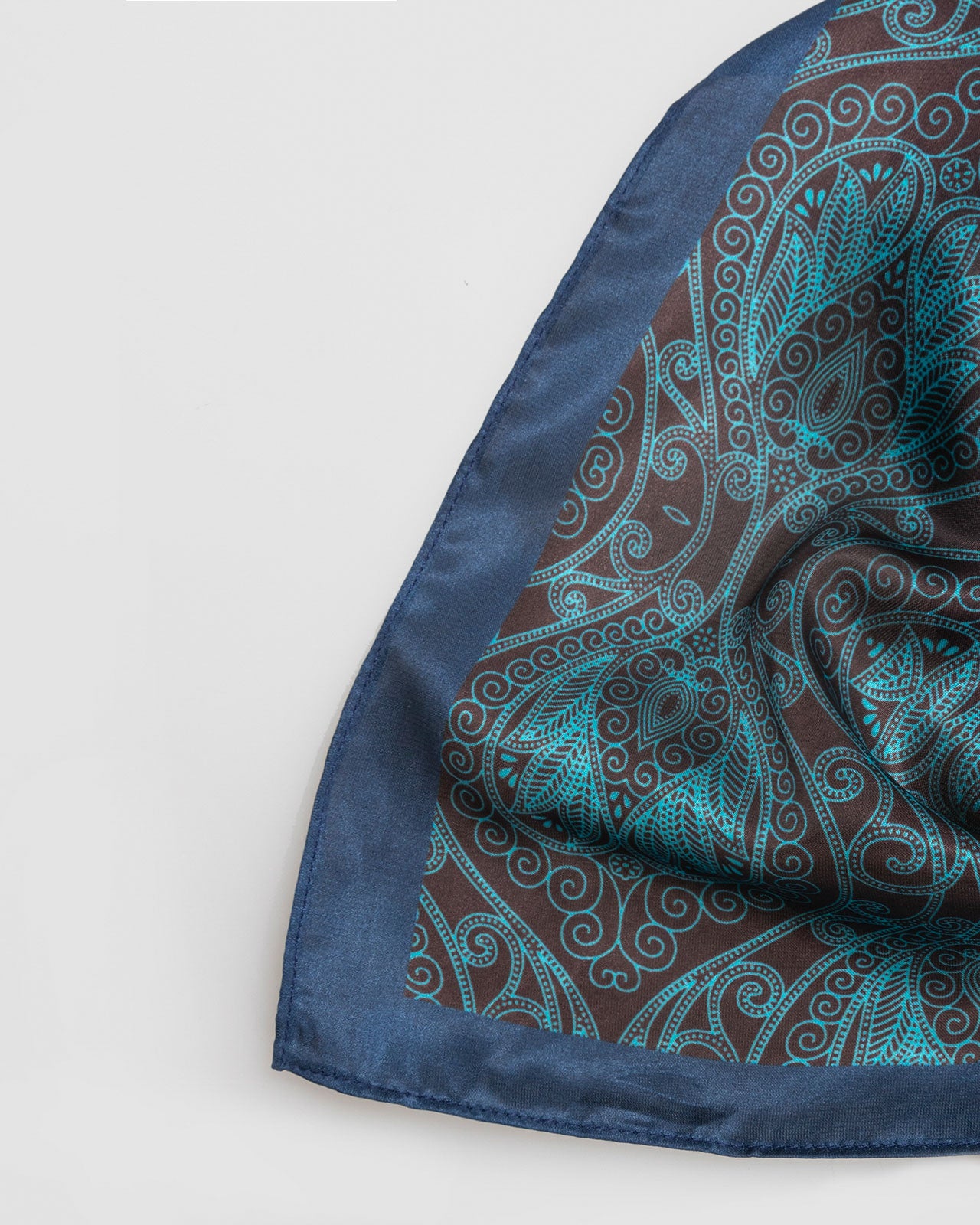 Blue bandana print satin square scarf